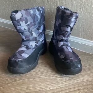 Camouflage Army Design Plush Warm Anti Slip Kids Winter Boots Ski Shoes